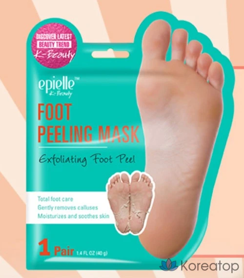 Набор из 2 отшелушивающих масок для ног Epielle, 10 листов, 40 г., фото 5