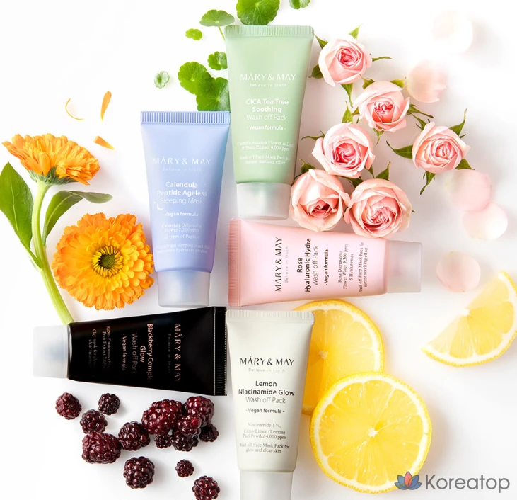 Набор из 6 мини-масок для умывания Marienmay, 30 г, 5 видов, фото 5