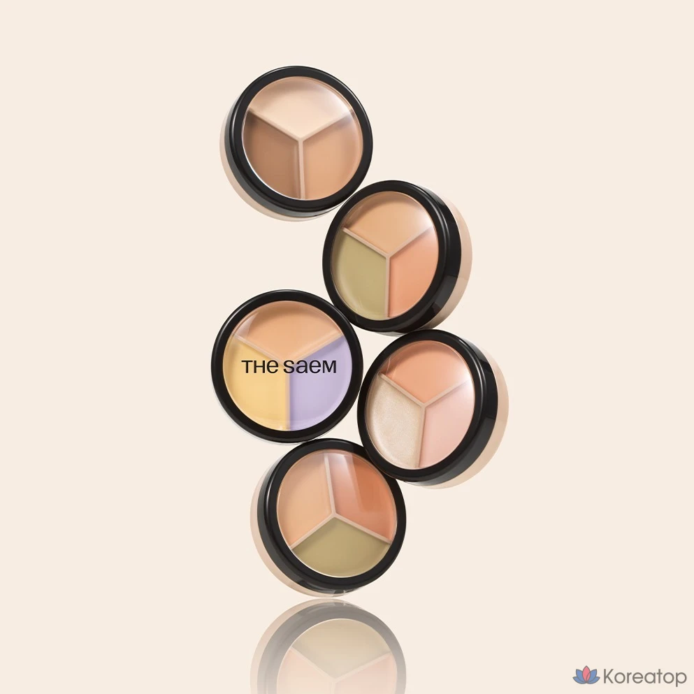 Консилер The Saem Cover Perfection Triple Pot, 13,5 г, 1 шт., оттенок 03 Correct Up Beige, фото 4