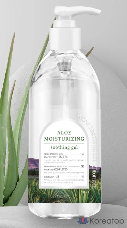 Увлажняющий успокаивающий гель Deoproce с алоэ вера, 390 мл, 1 шт.