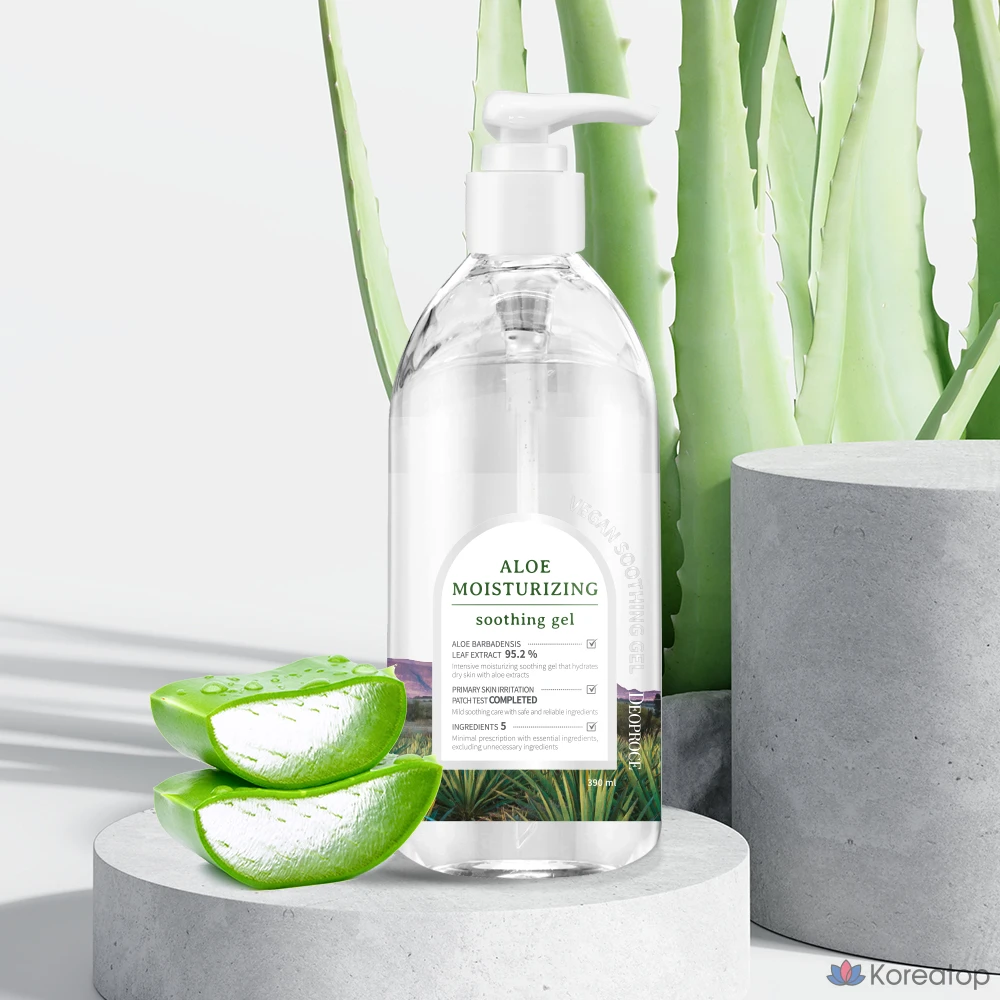 Увлажняющий успокаивающий гель Deoproce с алоэ вера, 390 мл, 1 шт.