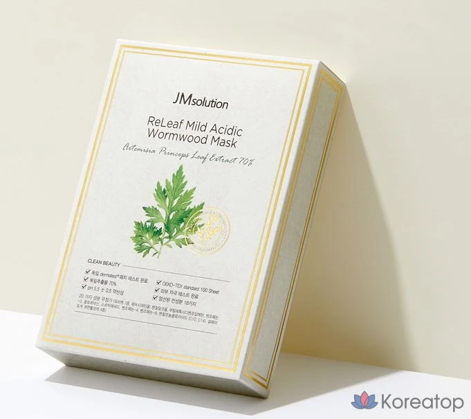 Маска для лица JM Solution Relief с умеренно кислой средой и экстрактом полыни, упаковка из 10 и 5 штук., фото 3