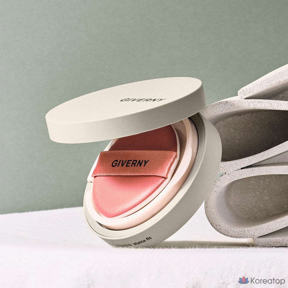 Набор тональной основы Giverny Close-Fit Matte Cushion Foundation (12 г) + сменный блок (12 г), оттенок 23NW Medium Beige, 1 шт., фото 6