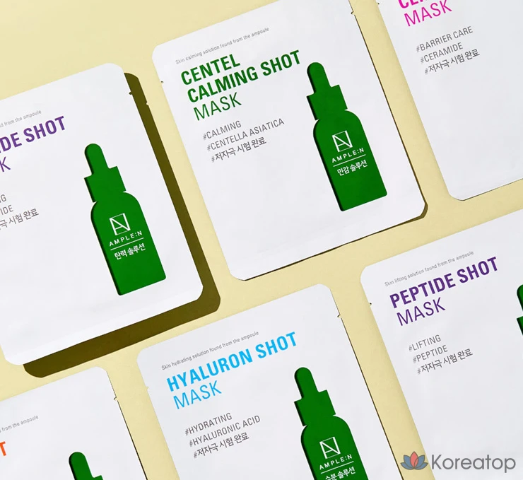 Ампула и пептидный шот. AMPLE:N 100 мл + маска-шот с пептидами. Набор из 3 листов, 5 комплектов., фото 9