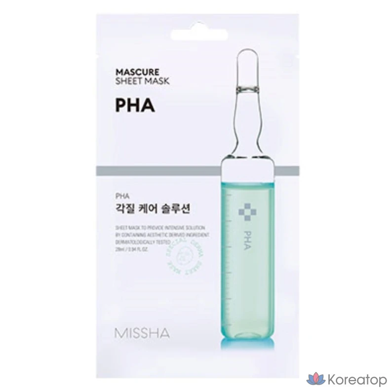 Отшелушивающая тканевая маска Missha Mascure с PHA-кислотами, 1 упаковка, 1 шт.