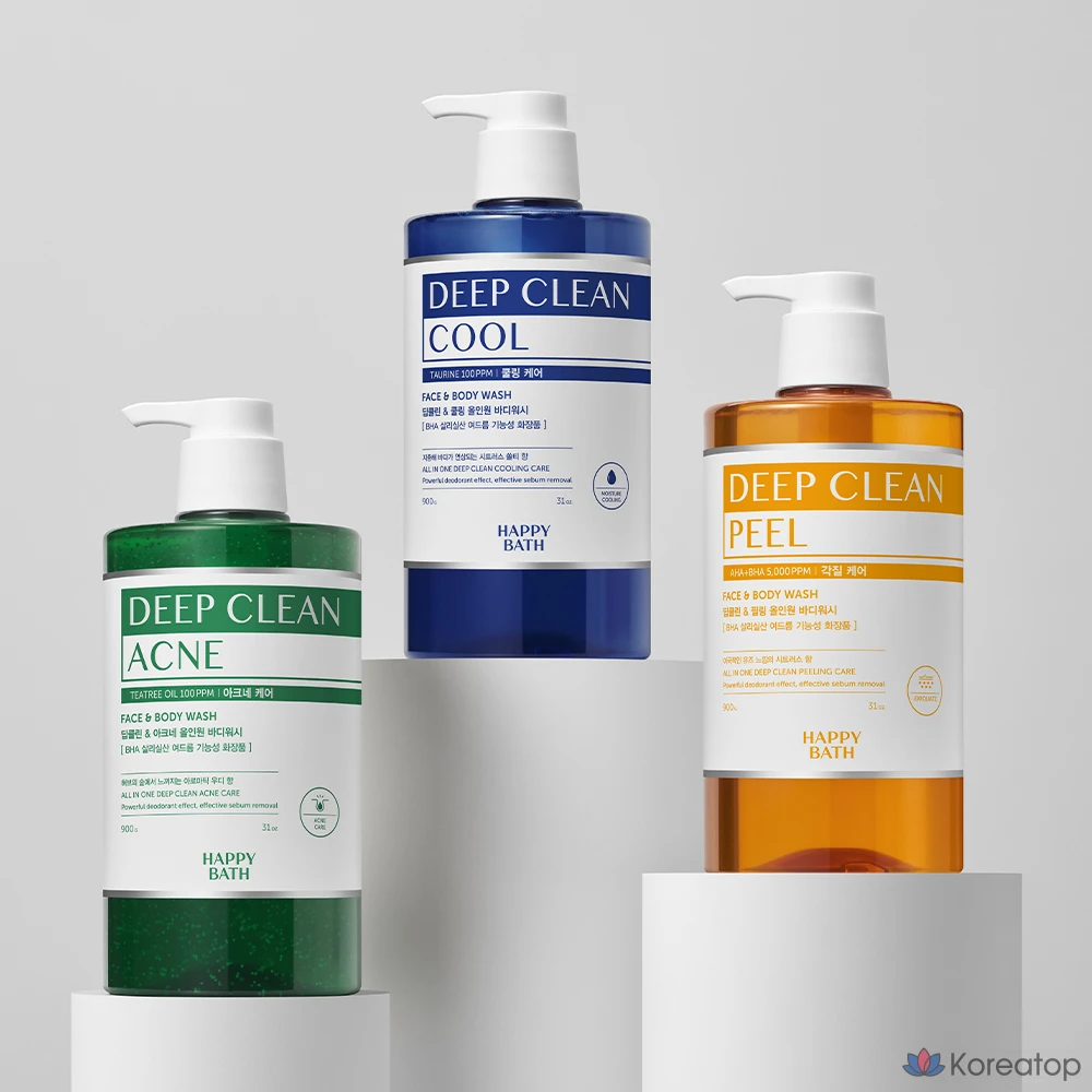 Гель для душа Happy Bath Deep Clean Menthol Cooling Care All-in-One, аромат Aqua Marine, 900 г, 1 шт.