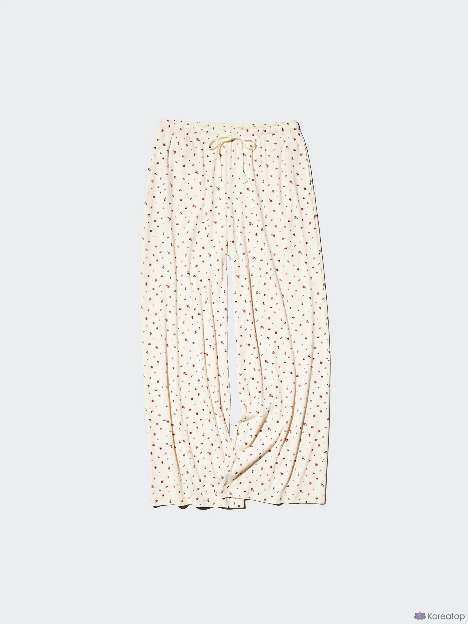 Брюки Uniqlo Rib Wide Easy Pants, цветочный принт