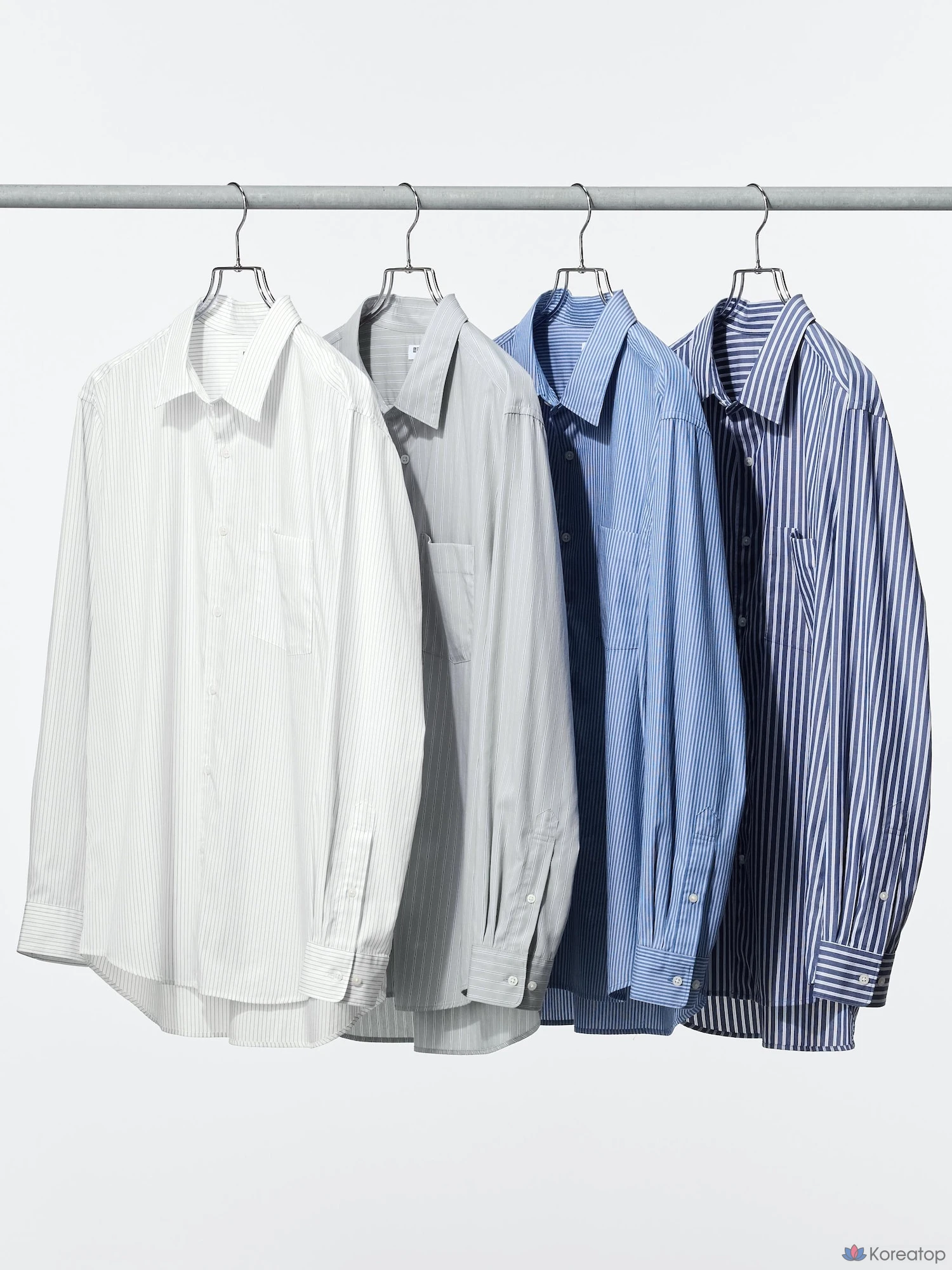 Рубашка Uniqlo Broadcloth Shirt (Button-Down Collar) Stripe D