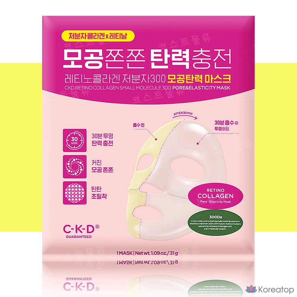 Маска для сужения пор CKD Retino Collagen Low Molecular 300, 1 упаковка (5 штук)