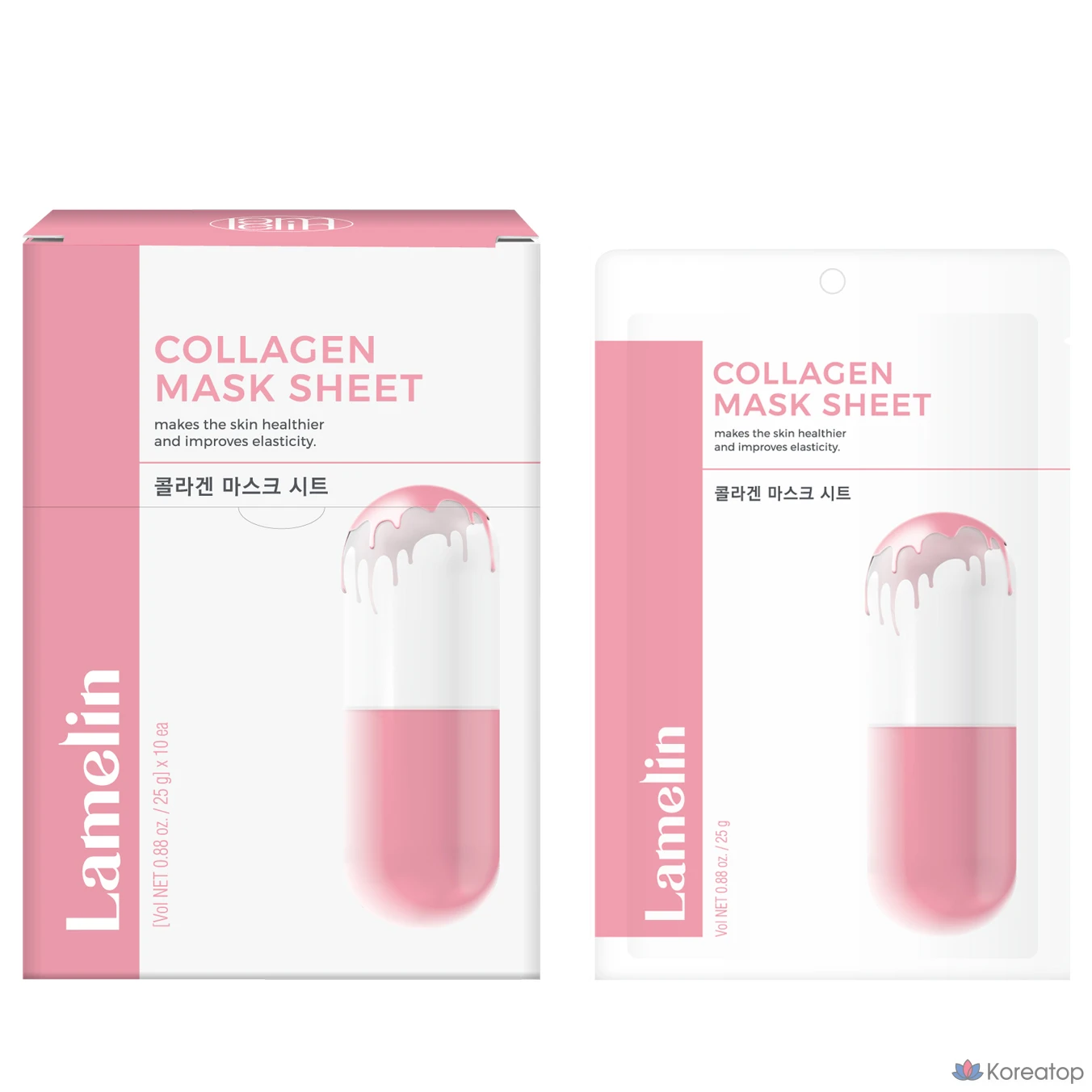 Тканевая маска с ламелиновым коллагеном, 10 листов, 1 упаковка.