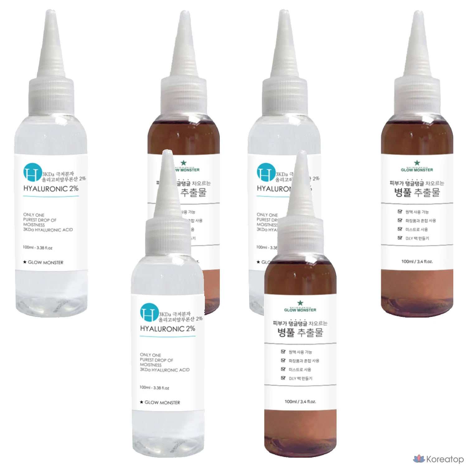 Набор для ухода Glow Monster 2-piece Set (Centella Asiatica Extract 100ml + 3Kda Oligo Hyaluronic Acid 2% 100ml), 3 шт.