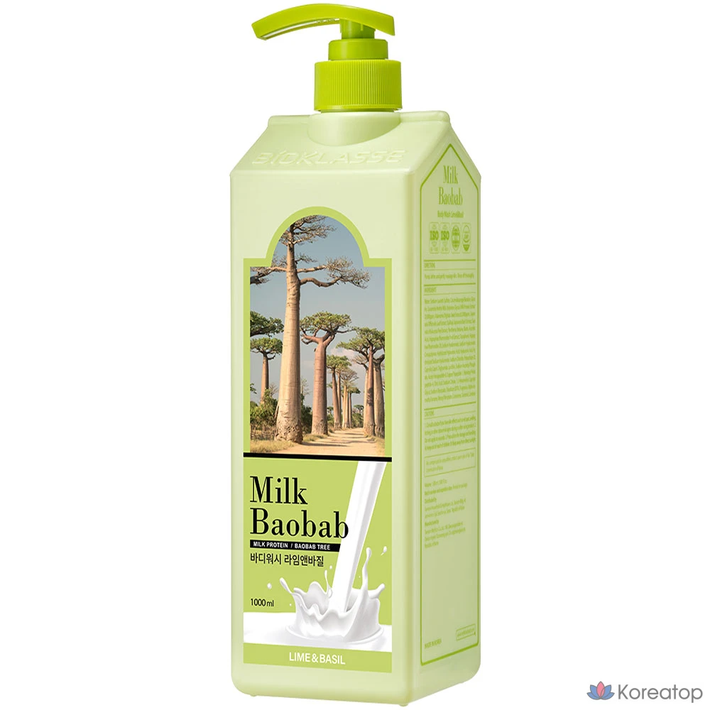 Гель для душа Milk Baobab с лаймом и базиликом, 1 л, 1 шт.