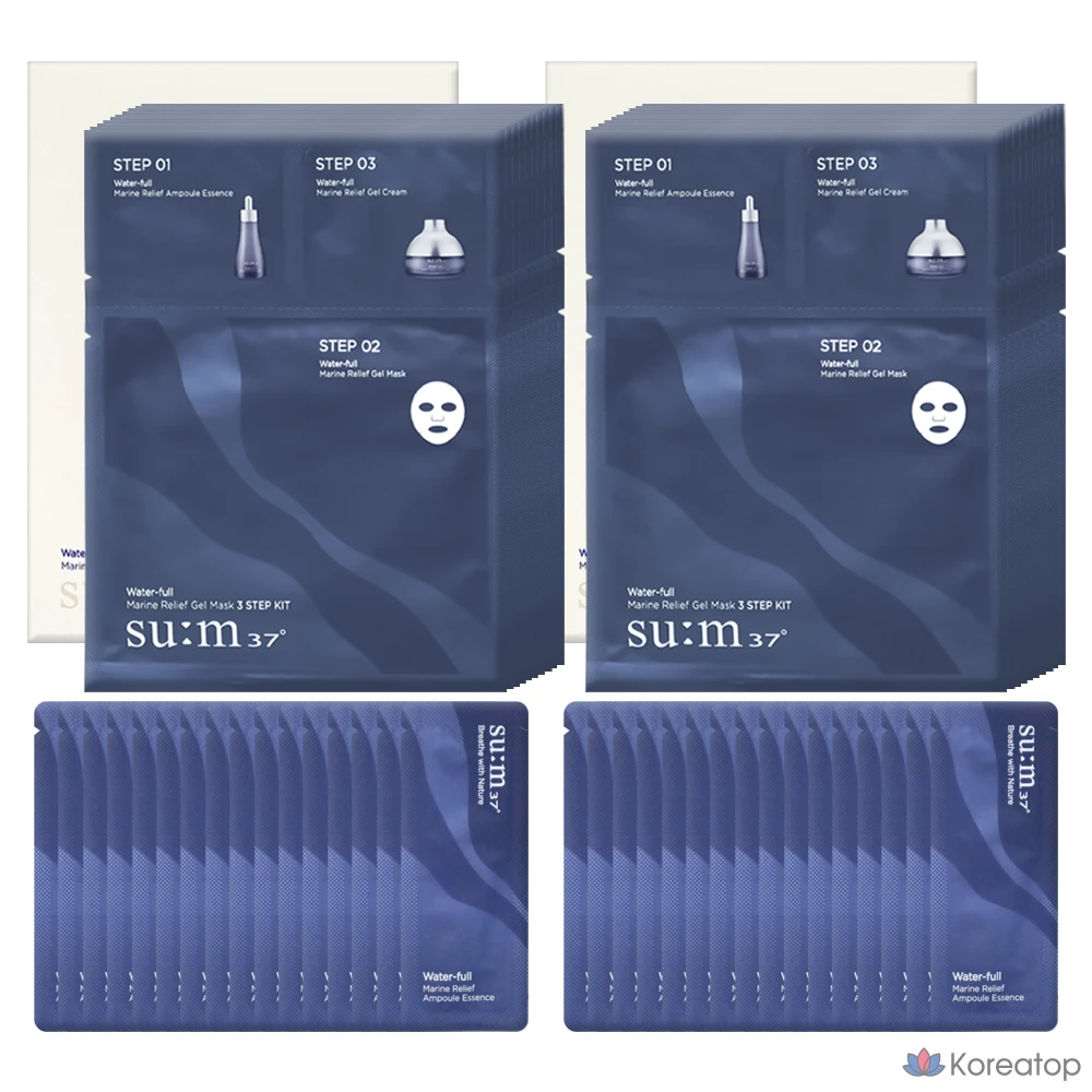 Гидрогелевая маска для лица SU:M37 Waterfull Marine Relief Gel Mask 3-Step Duo Set, 20 шт., фото 5