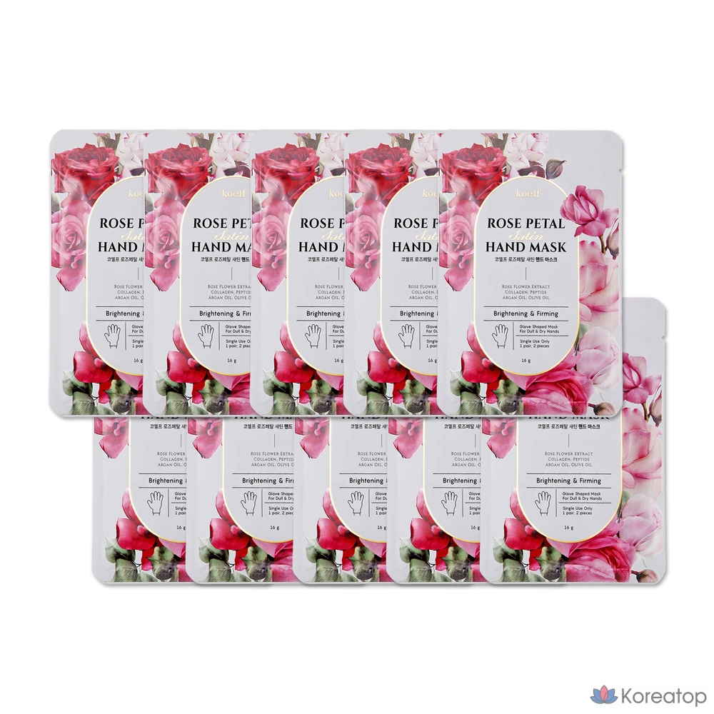 Атласная маска для рук Koelf Rose Petal, 2 шт., 16 г, 10 шт.