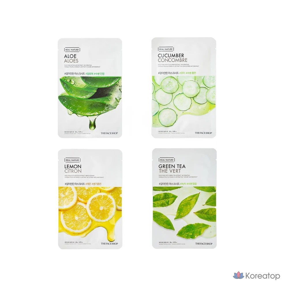 Тканевая маска для лица The Face Shop Real Nature Mask Sheet Cucumber, 20 шт., фото 5