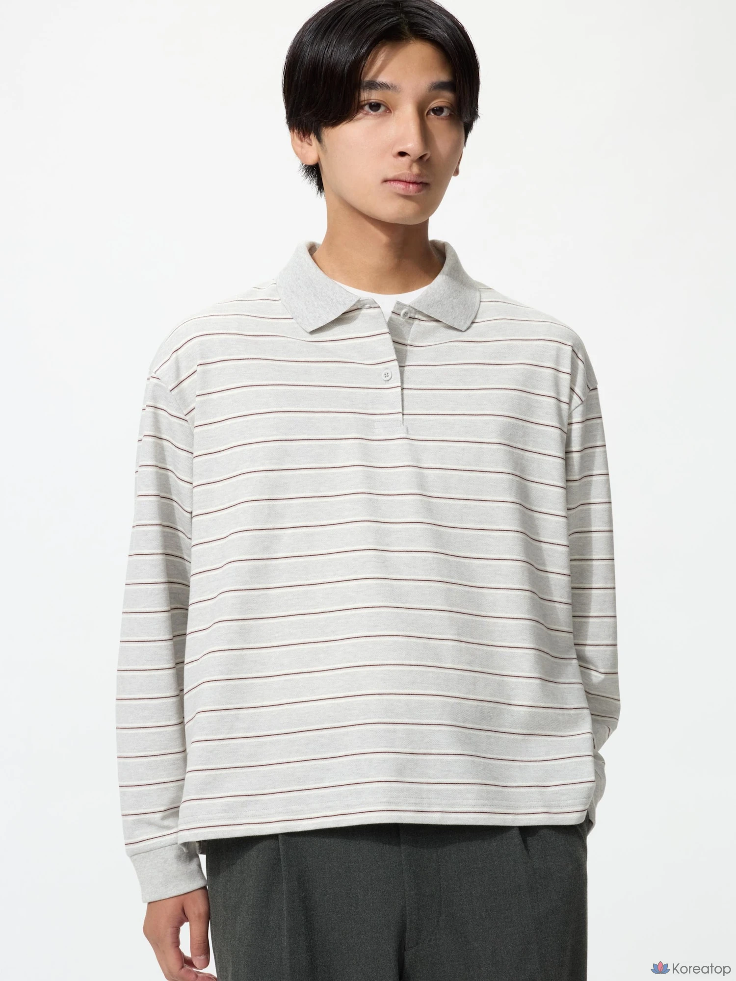 Рубашка поло Uniqlo Striped Polo Shirt Long Sleeve A
