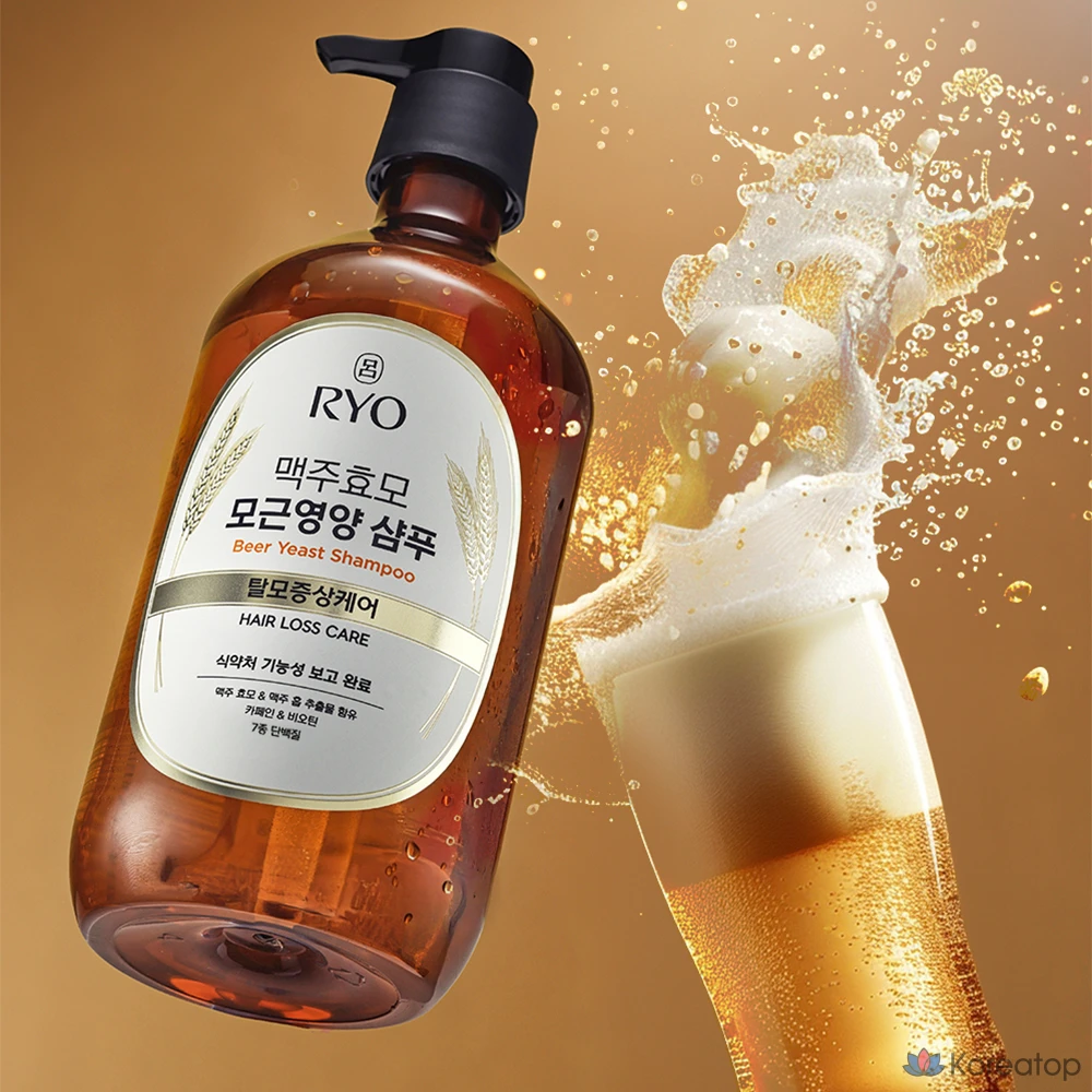 Шампунь Ryo с пивными дрожжами для ухода за кожей головы и симптомами выпадения волос с охлаждающим эффектом и pH балансом, 1.1 л, 1 шт., фото 5