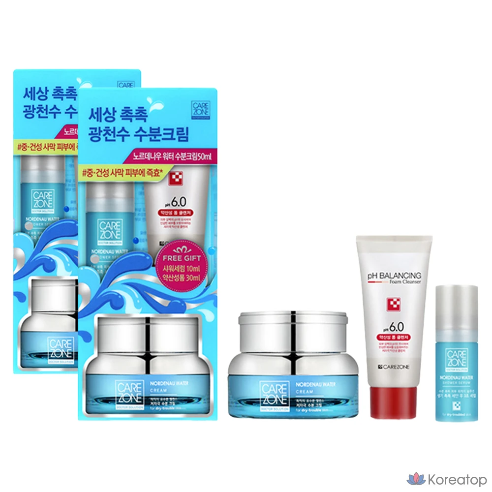 Набор Carezone Nordenau: увлажняющий крем 50 мл + сыворотка для душа 10 мл + пенка для умывания 31 мл, 2 комплекта.