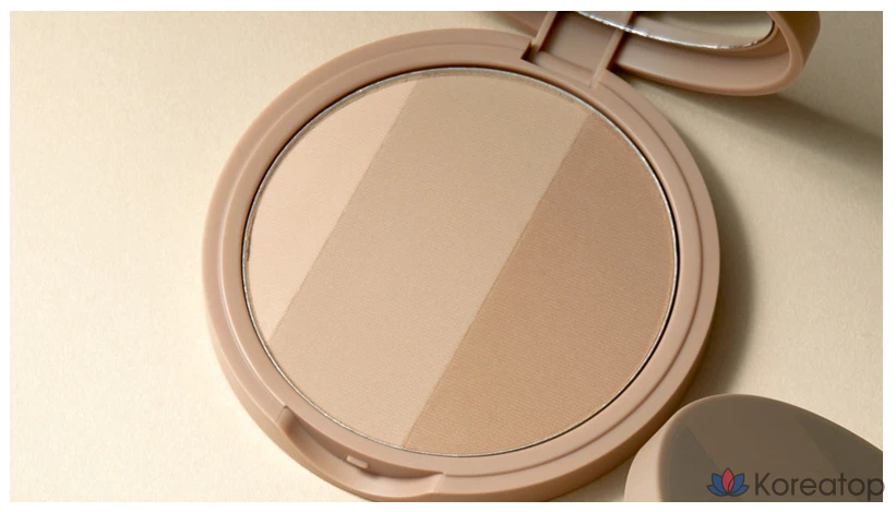 Набор для растушевки Mqny New York Fake Up 3-Color Shading 9 г + кисть для растушевки, бежево-коричневый, 1 шт., фото 2