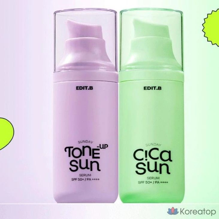 Edit.B Sunday Cica Sun Serum SPF50+ PA++++, 1 шт., 55 мл