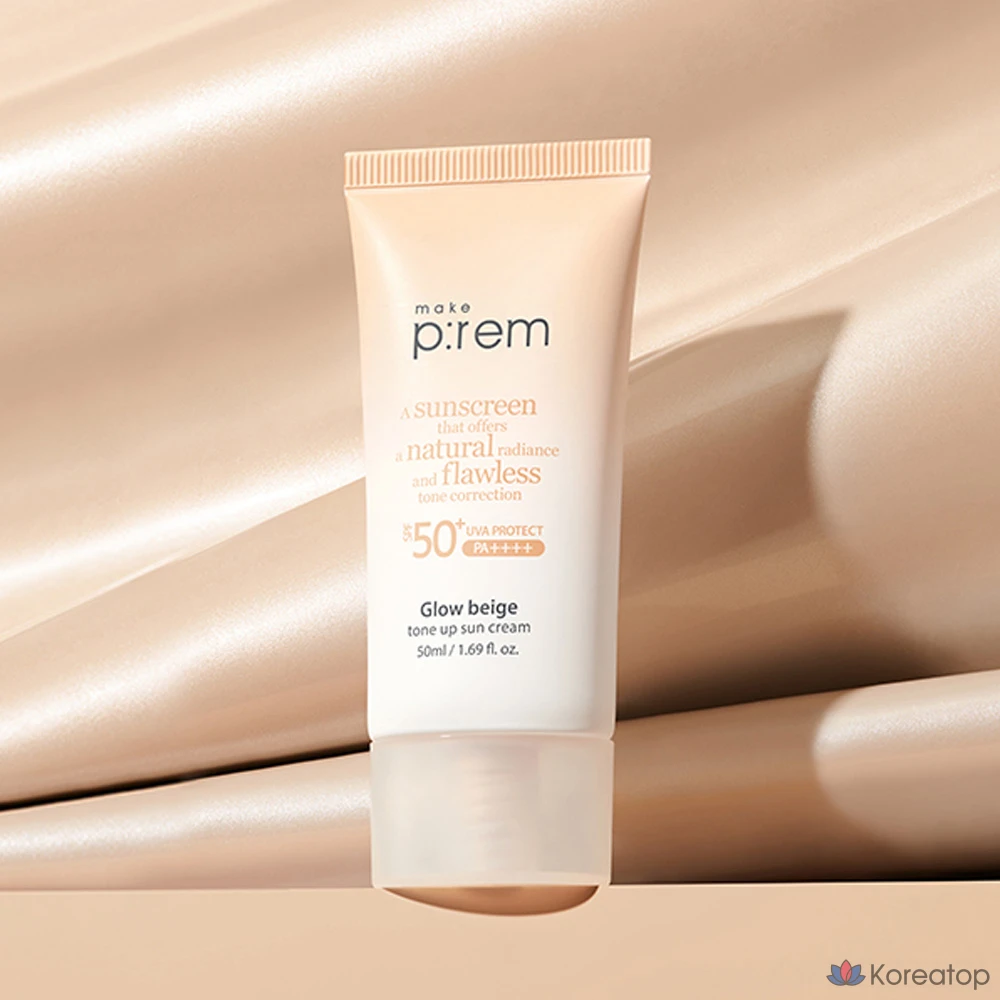 Солнцезащитный крем MAKE P:REM Glow Beige Tone-Up, 50 мл, 1 шт.