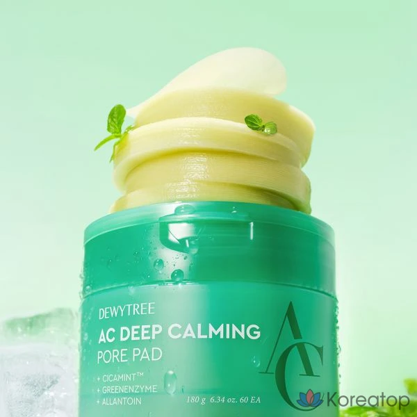 Пэды для лица Dewytree AC Control Deep Soothing Pore Green Calming Pad, 60 шт.