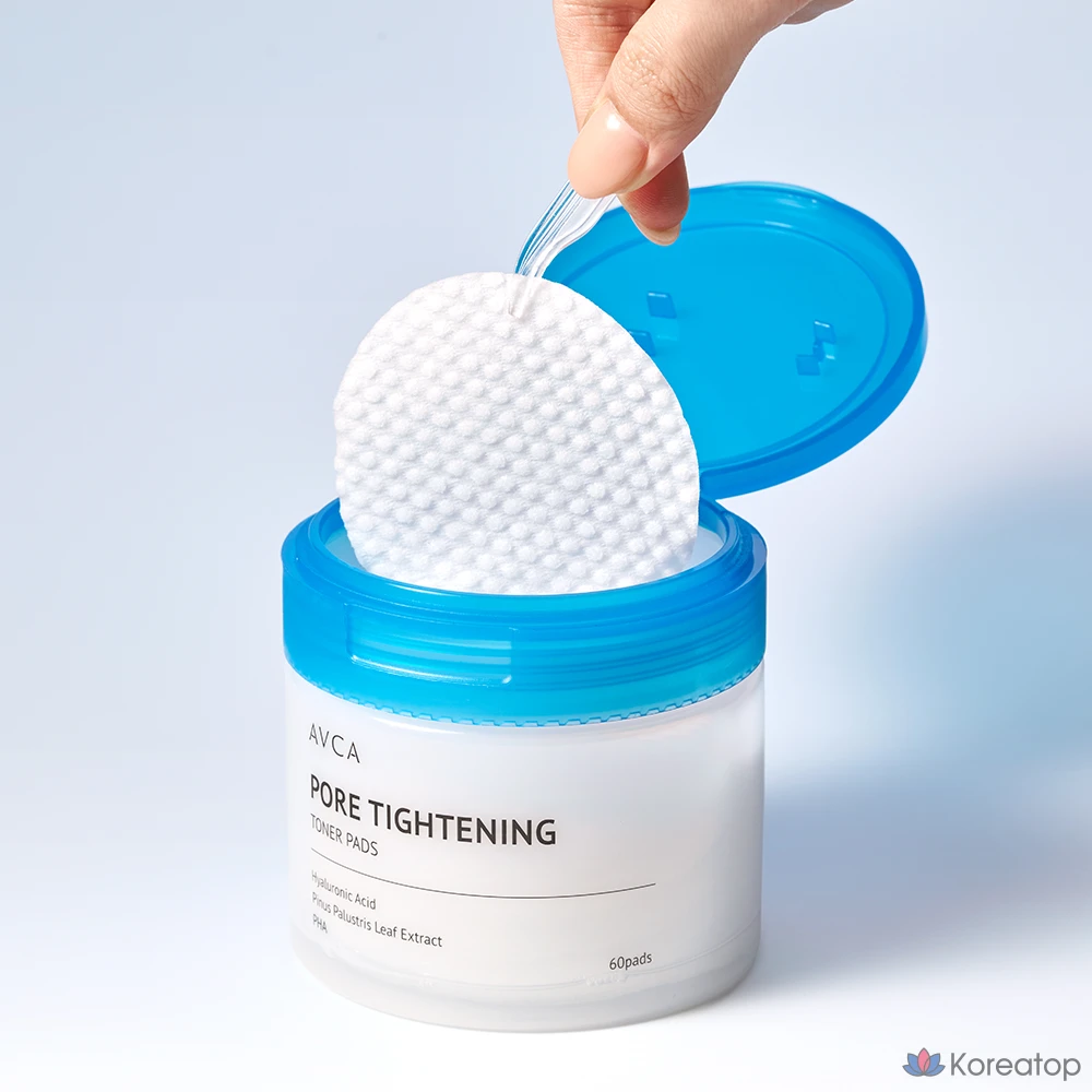 Тонизирующие подушечки для сужения пор AVCA с низкомолекулярной гиалуроновой кислотой, 150 мл, 1 упаковка, 60 листов