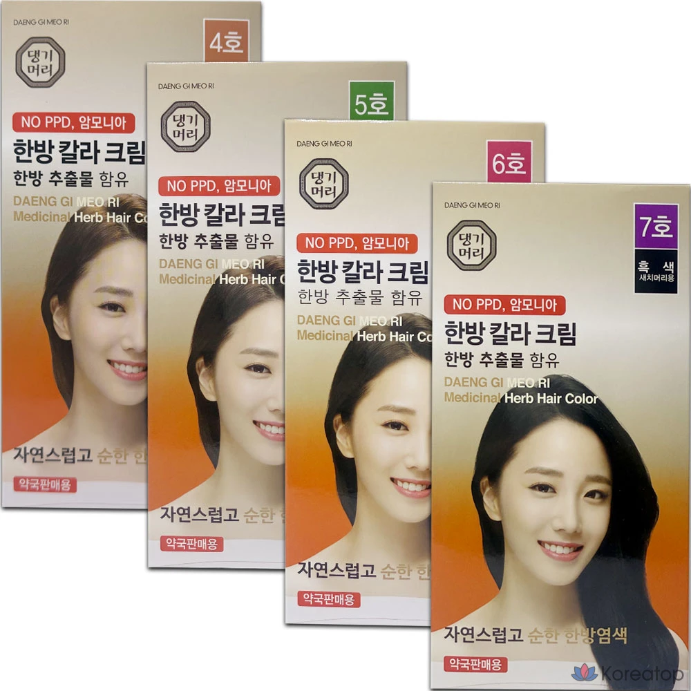 Краска для волос Danggi Meori Oriental Medicine Color Cream № 4, № 5, № 6, № 7, аптечная краска для седых волос Oriental Medicine № 7 черная, 1 шт.