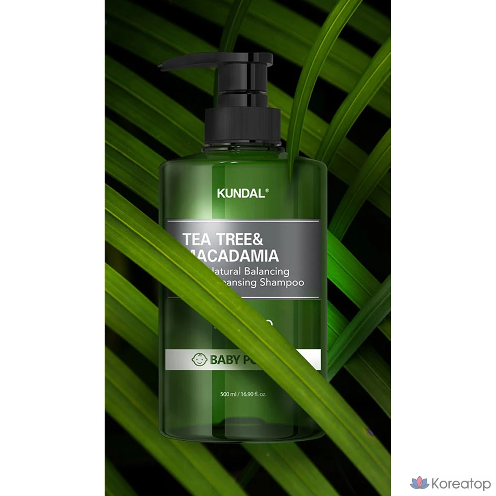 Шампунь для глубокого очищения Kundal с маслом чайного дерева и макадамии, аромат детской присыпки, 500 мл, 1 шт.