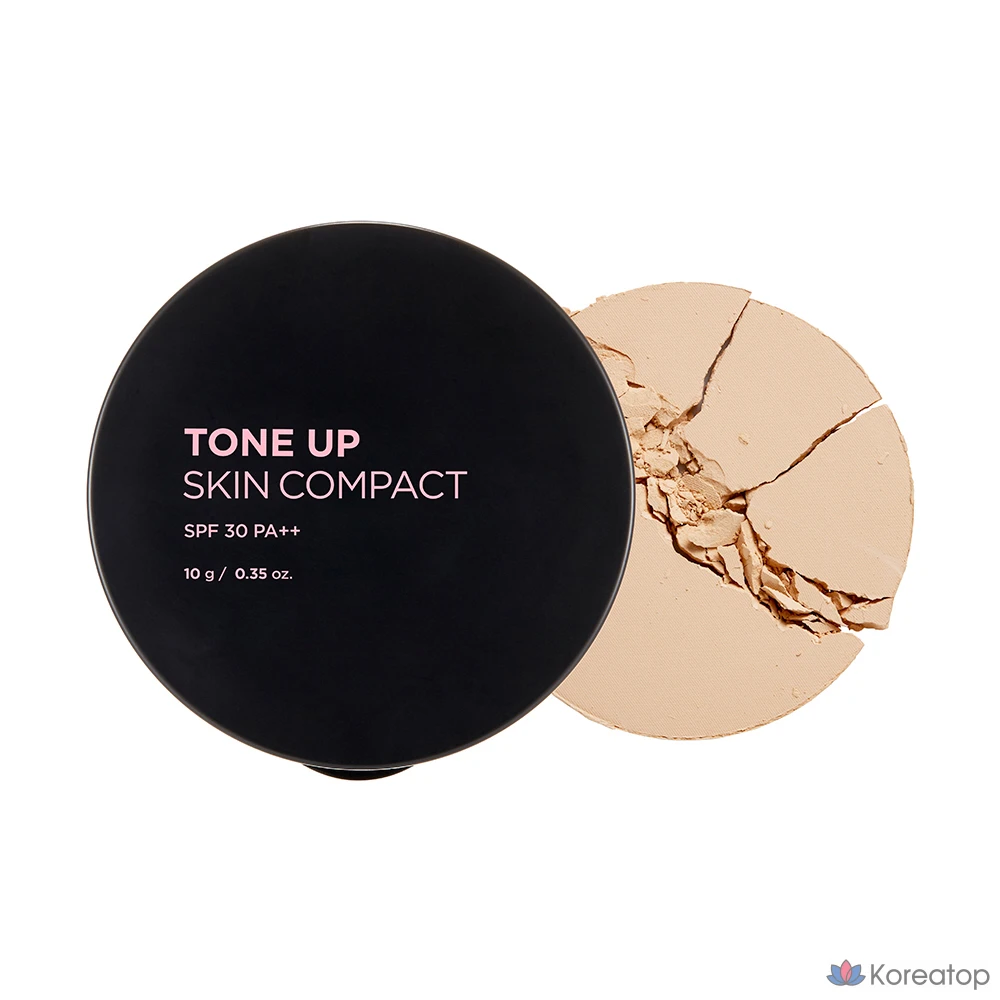 Тональный крем The Face Shop Tone Up Skin Pact 10 г, V201 Абрикосово-бежевый, 1 шт.