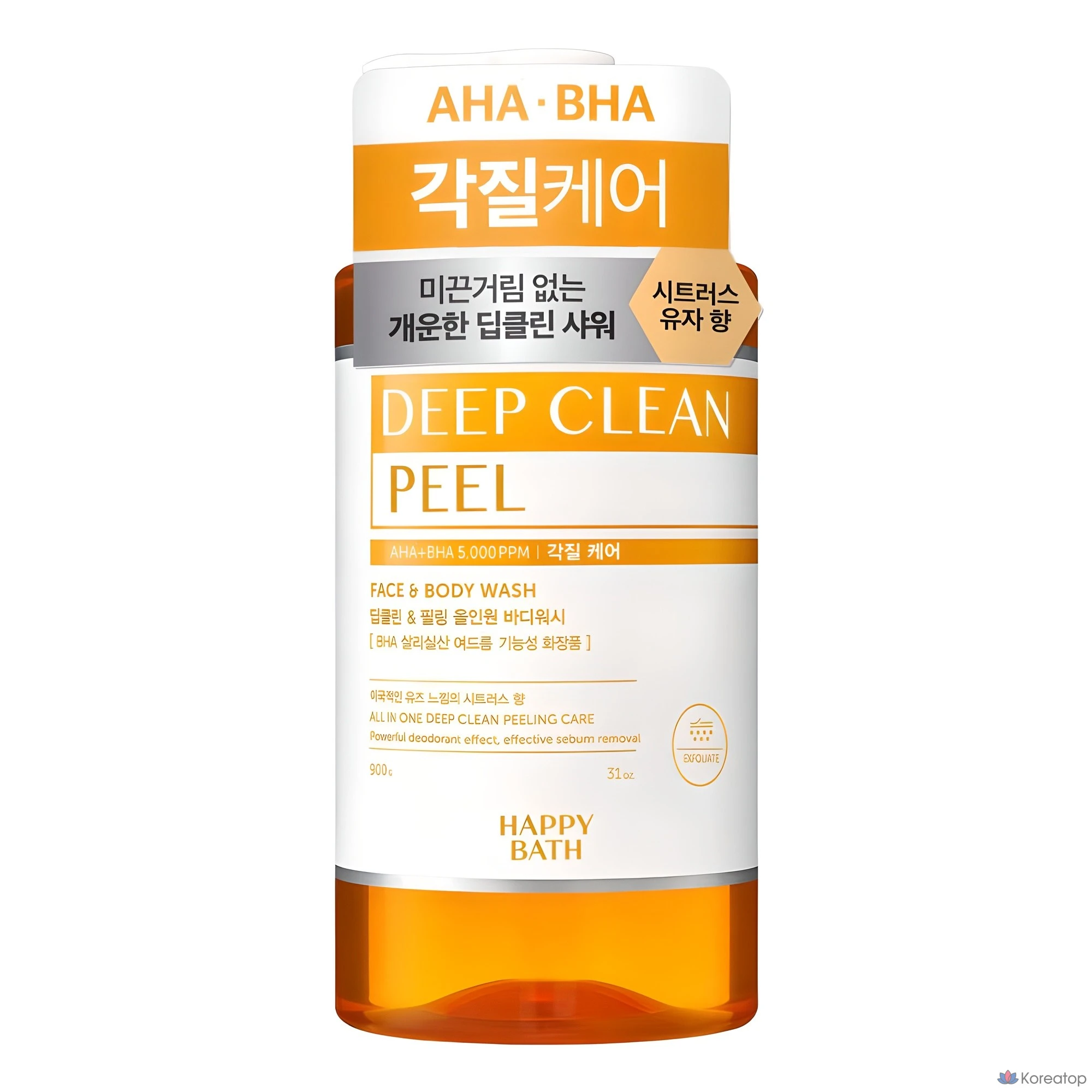 Гель для душа Happy Bath Deep Clean Ahava Exfoliating All-in-One с отшелушивающим эффектом, аромат цитруса и юзу, 900 г, 1 шт.
