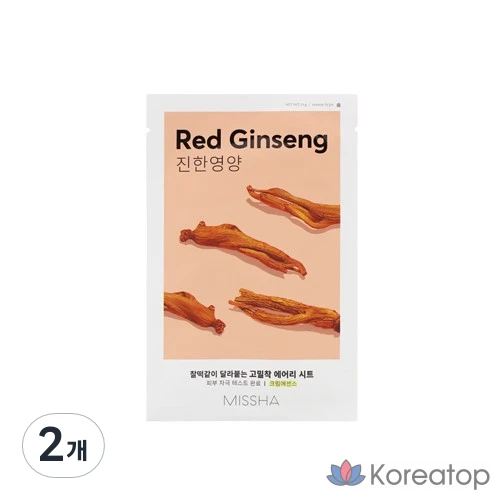 Тканевая маска для лица Missha Airy Fit Sheet Mask Red Ginseng, 2 шт.