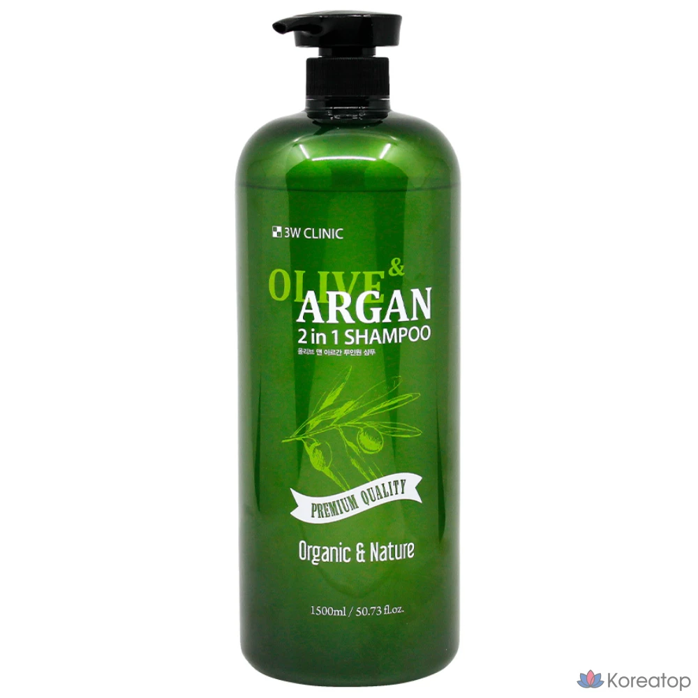 Шампунь и ополаскиватель 2-в-1 3W Clinic Olive & Argan, 1 шт., 1,5 л