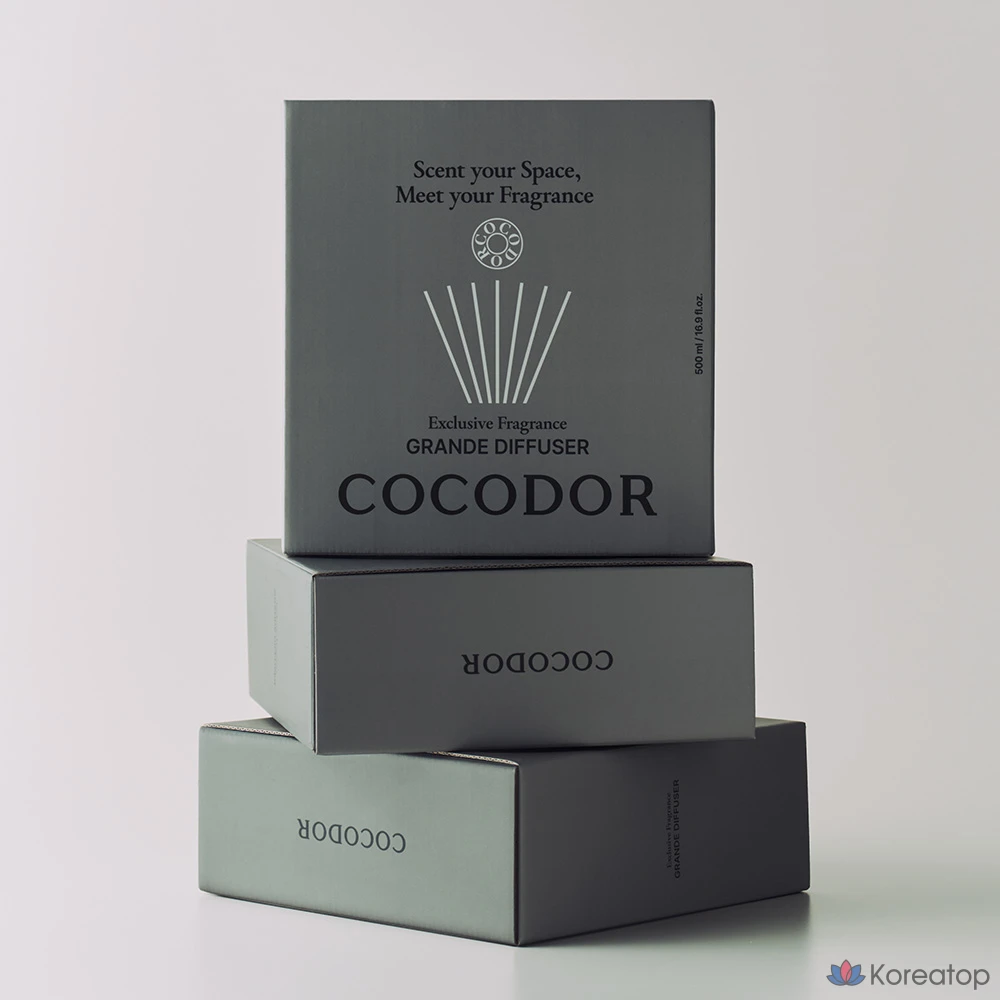 Диффузор для дома Cocodor Grande Diffuser Set, ароматы Woody Hotel, Pure Cotton, Bookstore in the Wood, 500 мл x 3 шт.