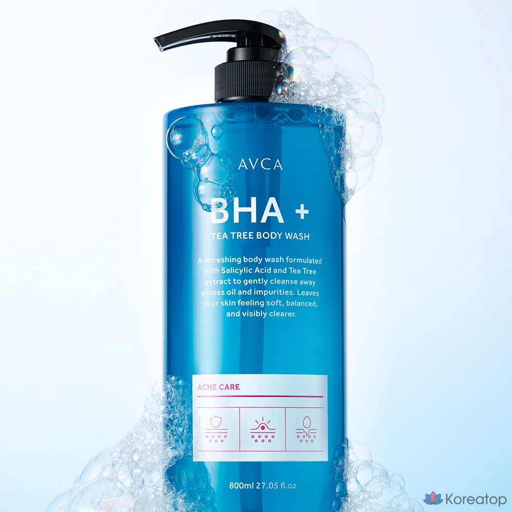 Гель для душа AVCA Baha Plus с маслом чайного дерева для ухода за кожей при акне, 1 шт., 800 мл