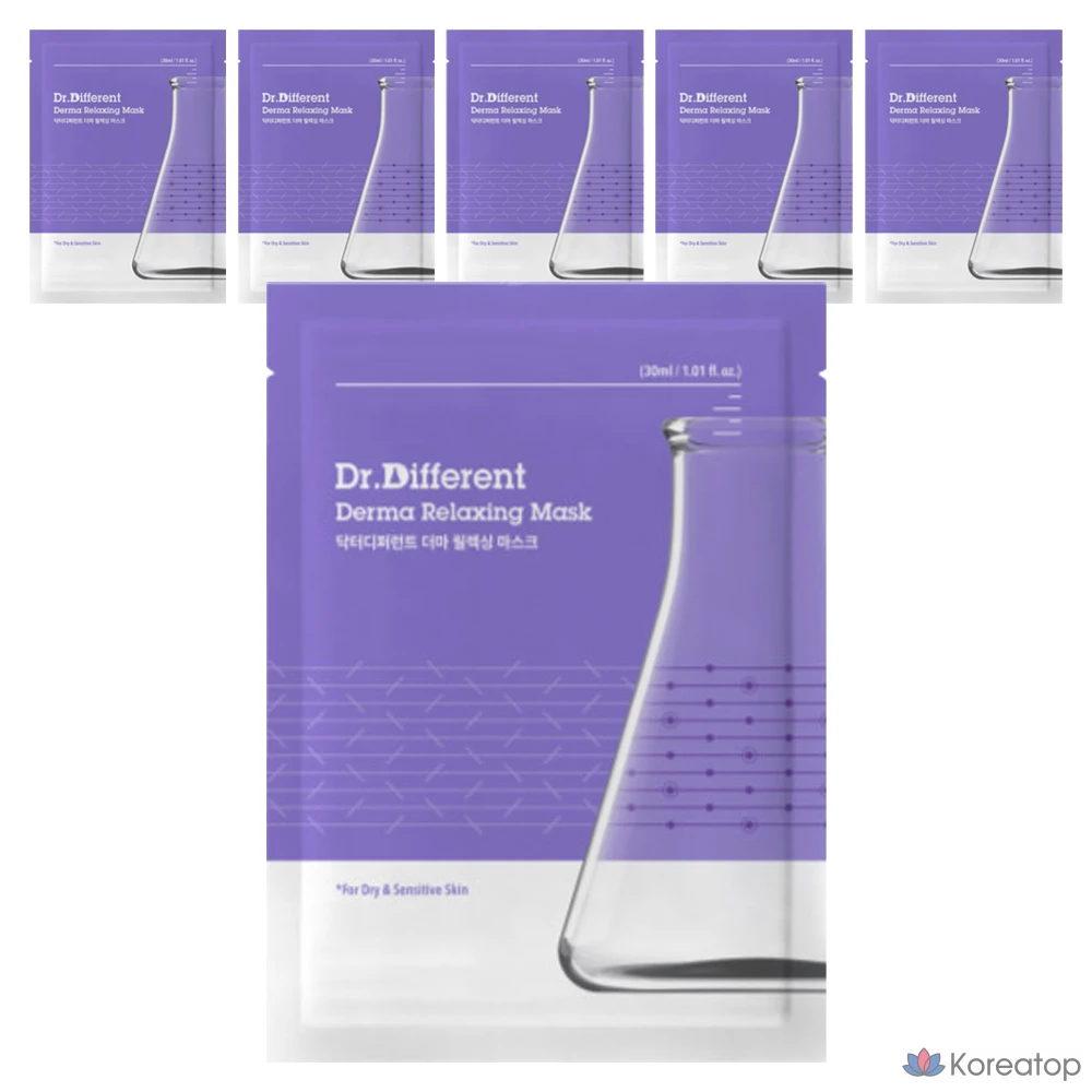 Расслабляющая маска для лица Dr. Different Derma Relaxing Mask, 30 мл, 6 штук, 1 упаковка.