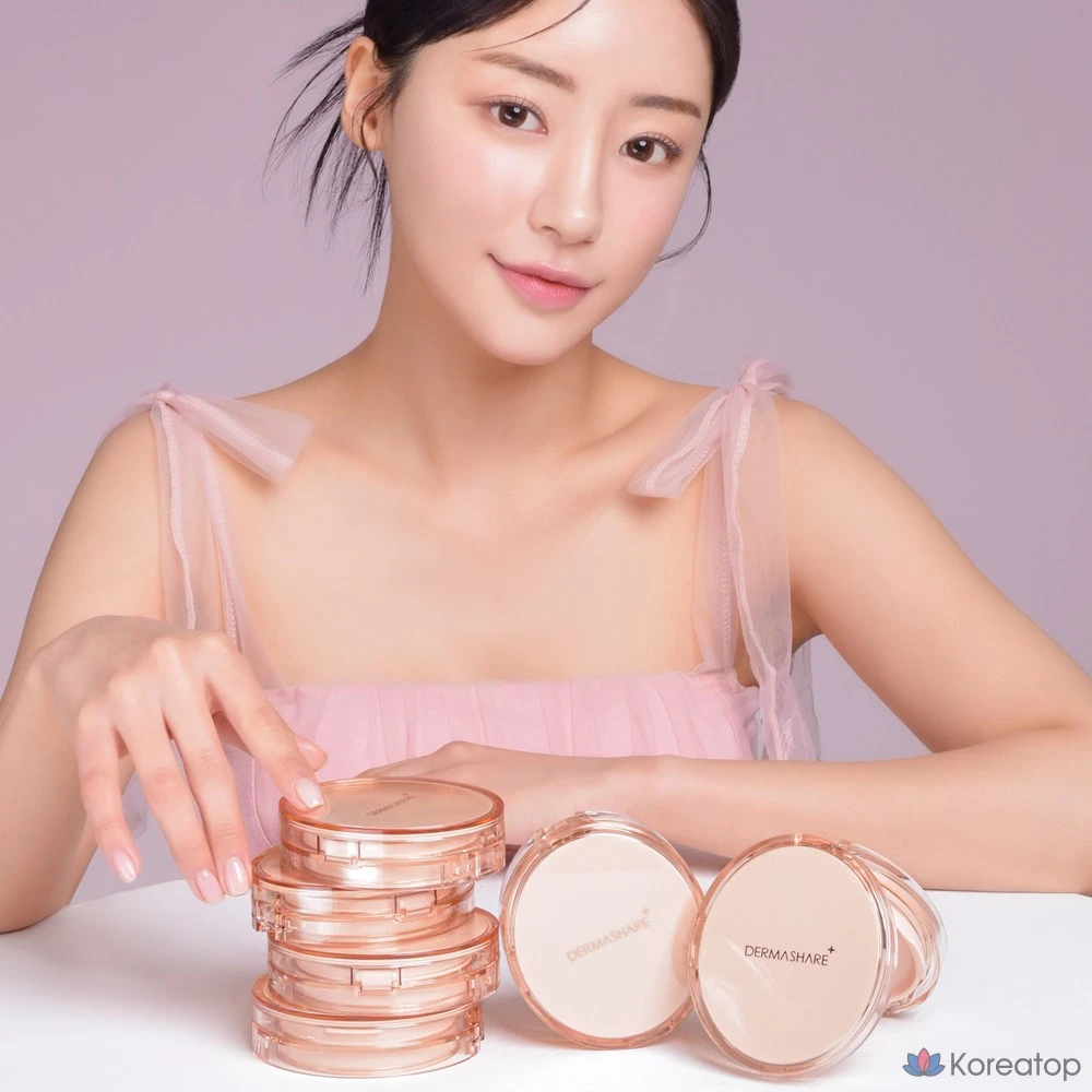 Тональный крем-кушон Dermashare Vegan Radiant Glow Long-Lasting Air Fixing Cover Cushion Pact, № 21, 1 основной продукт + 1 сменный блок, 1 шт.