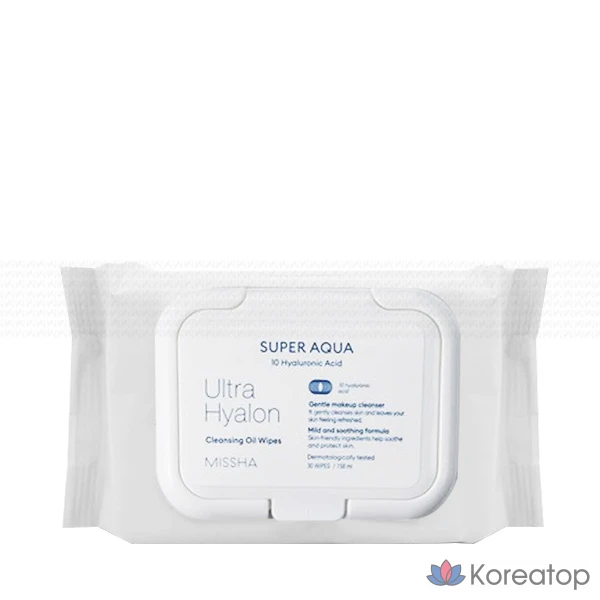 Очищающие масляные салфетки Missha Super Aqua Ultra Hyalron, 30 листов, 1 упаковка