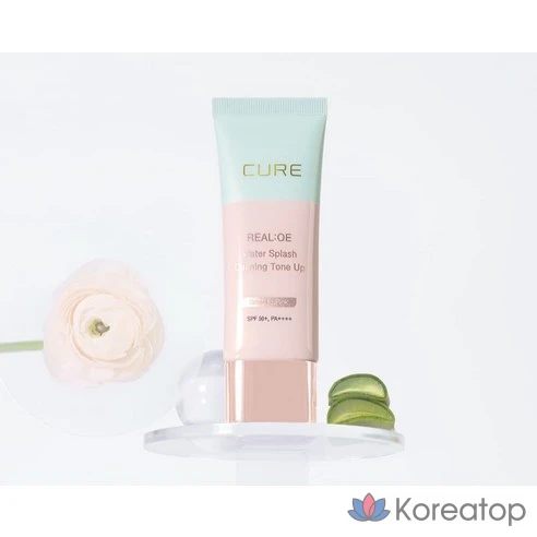 Успокаивающий тонизирующий солнцезащитный крем Kim Jung-moon Aloe Lasence Loe Cure Realoe Water Splash SPF50+ PA++++, фото 5