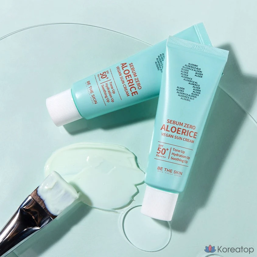 Солнцезащитный крем Be The Skin Sebum Zero с алоэ вера и рисом, веганский, SPF 50+ PA++++, 50 мл, 1 шт