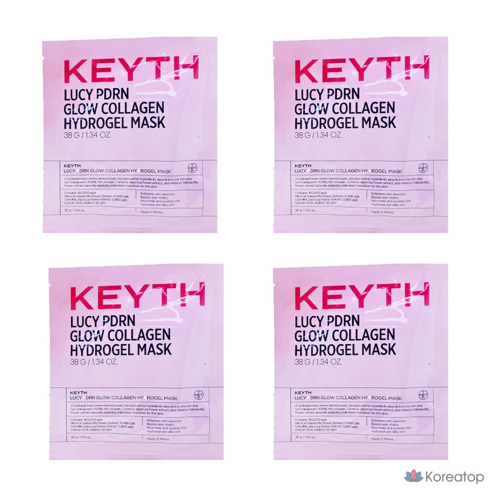 Цветные коллагеновые гелевые маски для лица KEYTH Colored Kiss, 1 коробка, 4 листа, 4 штуки, 1 упаковка.