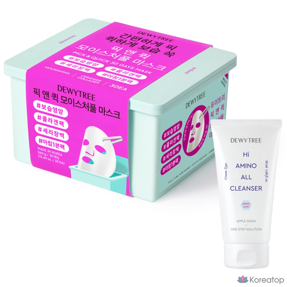 Увлажняющая маска Dewtree Special Pick &amp; Quick Moistureful Mask + пенка с высоким содержанием аминокислот, 50 мл, 1 шт.