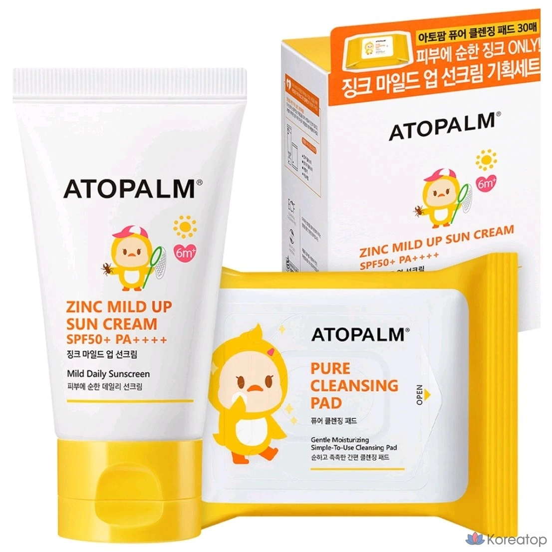 Детский солнцезащитный крем Atopalm с цинком, SPF50+ PA++++, набор из 4 упаковок (65 г).