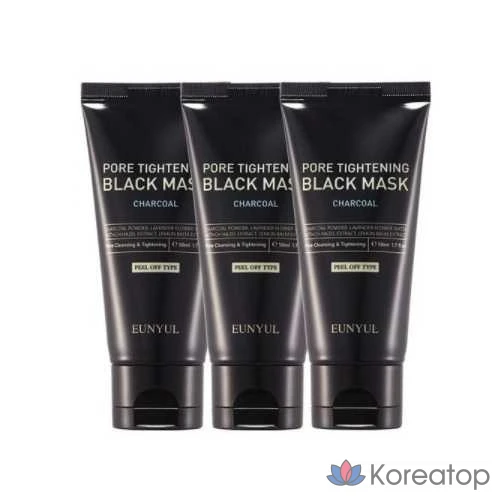 Черная маска-пленка для сужения пор Eunyul Silver Pore Tightening Black Mask Peel-Off Pack, 1 Pack, 7 Pack