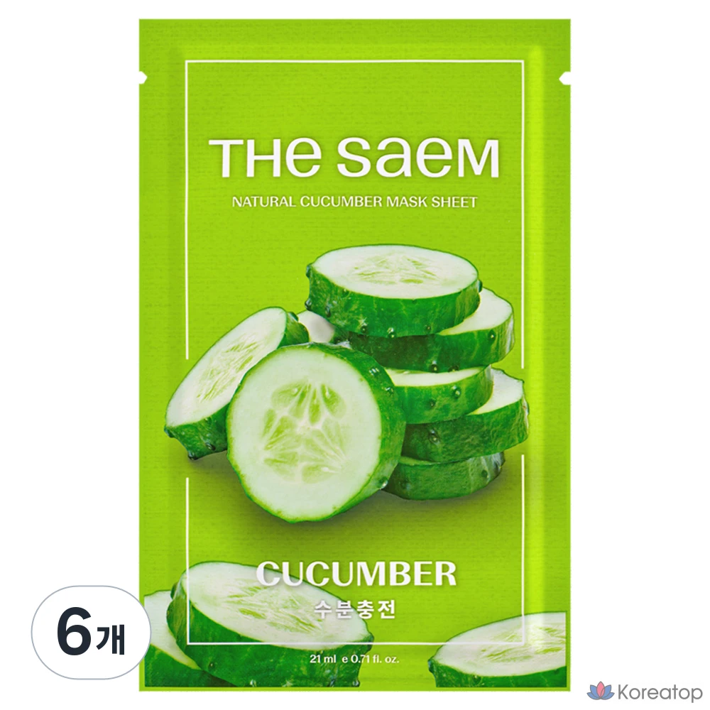 Тканевая маска для лица The Saem с огурцом, 1 упаковка, 6 штук