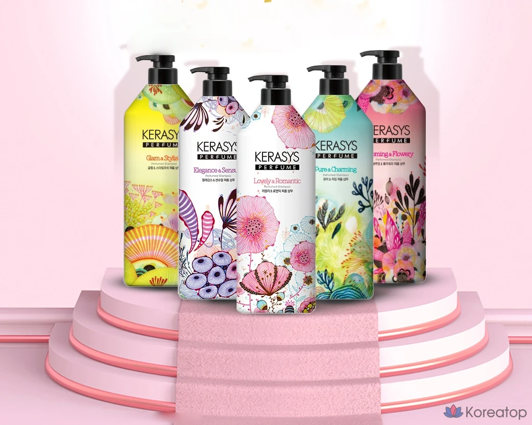 Парфюмированный шампунь KeraSys с ароматом «Любовь и романтика», 980 мл, 2 шт., ополаскиватель с ароматом «Любовь и романтика», 980 мл, 1 шт.