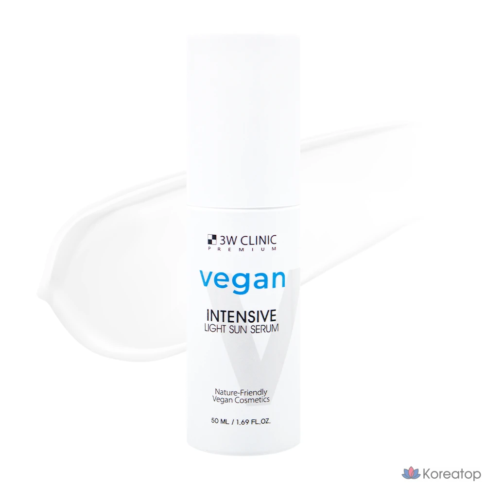 3W Clinic Premium Vegan Intensive Light Sun Serum SPF50+ PA+++, 1 шт., 50 мл