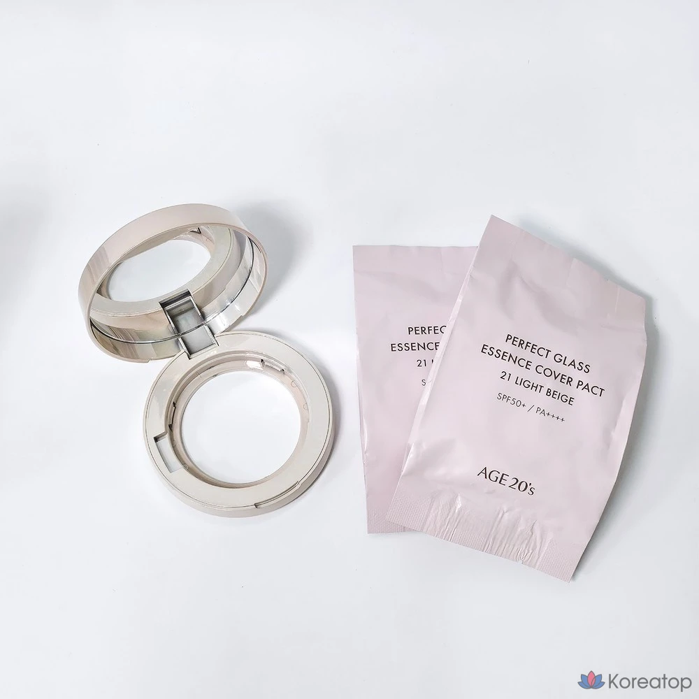 Футляр для геля для душа Age 20's Perfect Glass Essence Cover Pact Case, 1 шт., сменный блок, 2 шт., № 21, светло-бежевый