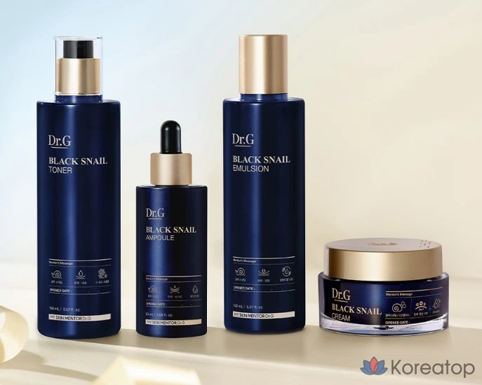 Набор для ухода Dr. G Black Snail Prestige 4-piece Set (Toner + Emulsion + Ampoule + Cream + Shopping Bag), 1 шт.