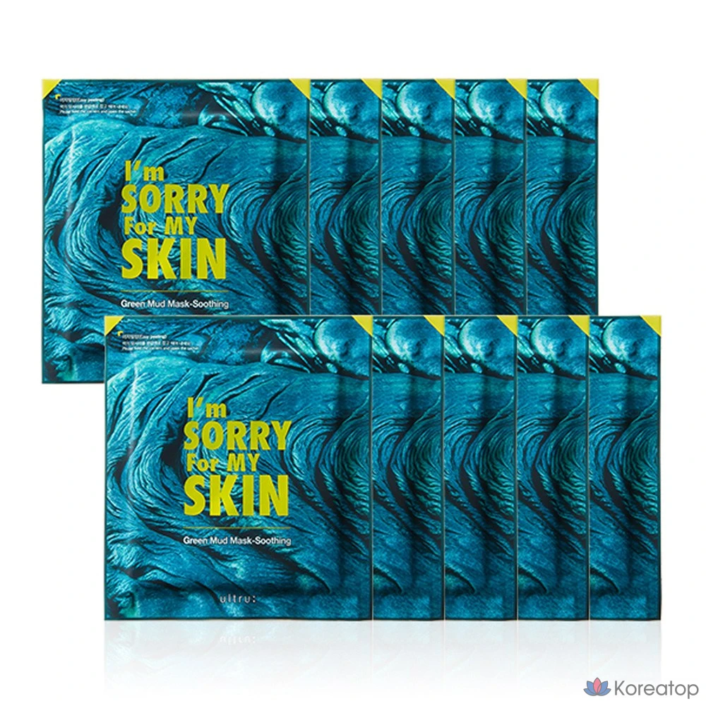Маска из зеленой грязи «I'm Sorry for My Skin», 10 штук, упаковка из 10 штук.